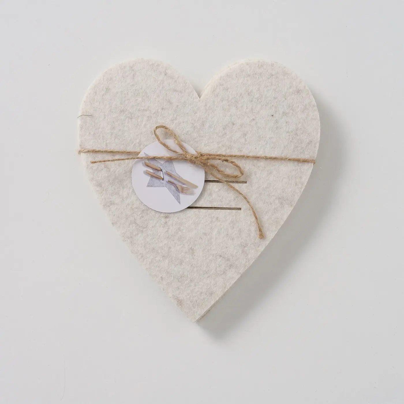 set di 4 portatovaglioli cuore beige